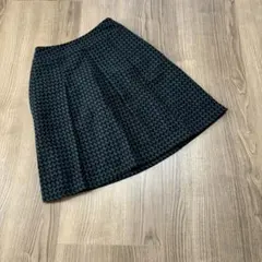 膝丈スカート 刺繍 ブラック ブルー ウエスト64