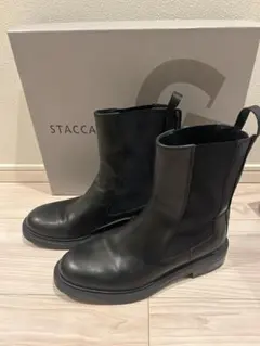 STACCATO ブラック サイドゴアブーツ