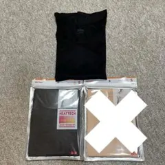 ユニクロ ヒートテック UネックT 八分袖 2枚 ダークグレー 黒 S