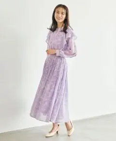 【新品タグ付き】grove グローブ ジョーゼット ワンピース M ラベンダー