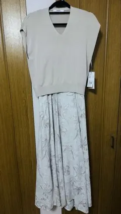 SNIDEL ニットレイヤードプリントワンピース