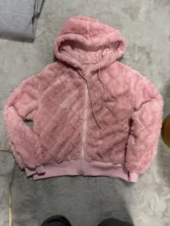 ピンク ボア ファー ジップアップパーカー y2k