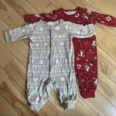 H&M ベビー ロンパース 2枚セット クリスマス柄