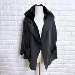 3810 アンドエー 変形ジャケット M グレー ゆったり 羽織り フード