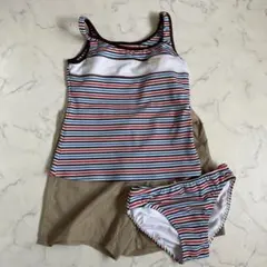 ストライプ タンクトップ＆ショートパンツ セットアップ水着 LL〜3L
