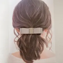【バックル付リボンバレッタ】ヘアアクセ　ハンドメイド　結婚式　卒園式