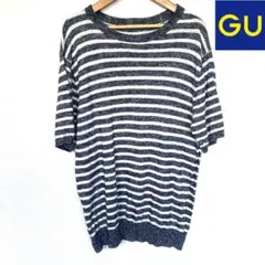 4821 極美品 GU ストライプ カットソー 半袖 Mサイズ