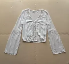 HOLLISTER ホリスター Vネック レース 長袖ブラウス XS ホワイトのサムネイル