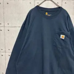 カーハート K126 オリジナルフィット ロンT ポケT ロゴパッチ 紺 Lのサムネイル
