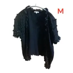 トゥービーシック レディース フリル付きブラックカーディガン Mサイズ