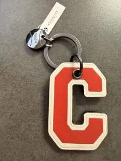 COACH コーチ Cロゴ レザー キーホルダー / バッグチャーム 赤×白