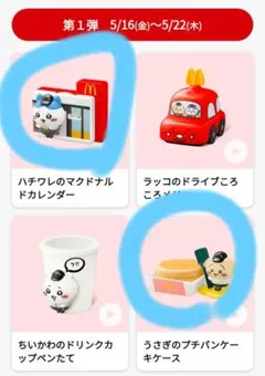 匿名配送　ちいかわ　ハッピーセット　マクドナルド　ハチワレ　うさぎ