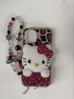 ハローキティ デコ　ラインストーン　iPhoneケース
