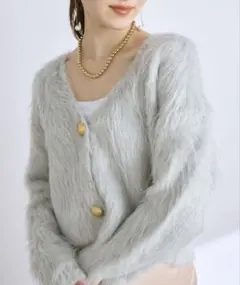 【新品タグ付き】ロングフェザークロップドカーディガン ラブティックボンボン