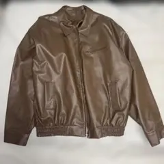 SHEIN レザージャケット レザーブルゾン ブラウン L