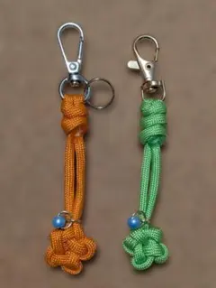 【ハンドメイド】キーホルダー オレンジ・ライムグリーン2個セット