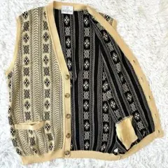 美品✨GIVENCHY ジバンシー ニット ベスト 幾何学 総柄 ポケット
