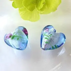 とんぼ玉 ハート型/da710 ガラスビーズ 2個/デコ 花/クリア