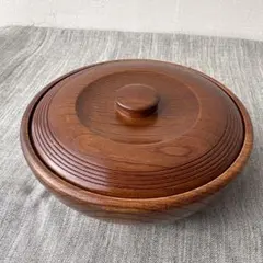 木製 蓋物 菓子器 無垢材 くり抜き 欅 レトロ