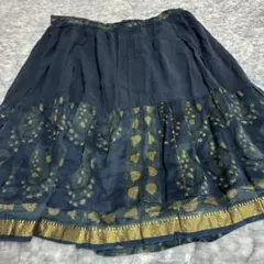 ★パドカレ　スカートsize インド綿＆ゴールドの裾デザインのサムネイル