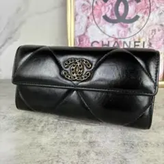CHANEL 19 ディズヌフ　ラムスキン　フラップ長財布