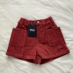 新品タグ付き：BREEZE 赤 コーデュロイ ショートパンツ 90cm