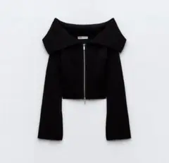 ZARA リブニット ジップカーディガン