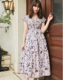 herlipto Watercolor Floral Tiered Dress