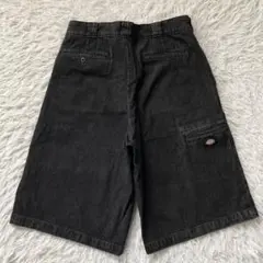 美品 Dickies デニムハーフパンツ ブラックデニム ショーツ 古着 478