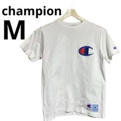 Champion チャンピオン ビッグロゴ Tシャツ M 刺繍 ホワイト 古着