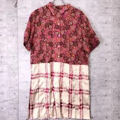 MARNI UNIQLO 花柄 ×チャック柄 オープンカラープリーツ半袖ワンピ