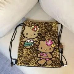日焼けキティ　ナップサック　リュック　ギャル　ヒョウ柄　キティ　y2k