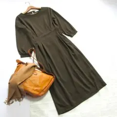 美品 送料込み アフタヌーンティー カーキ ジャージー ロング ワンピース
