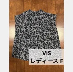花柄 ノースリーブ ブラウス ネイビー