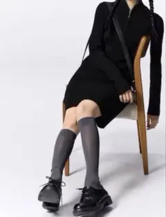 GU XL ハーフジップミニワンピース ブラック