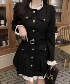 Y2K レトロ チェック柄 ミニワンピース ベルト付