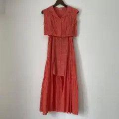 【redyazel】オレンジ レース ノースリーブ ワンピース S