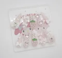 ♡ ネイルチップ 現品 量産型 地雷 平成女児 ピンク リボン ハート ♡