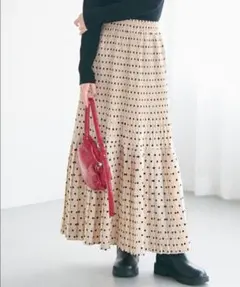 コカ coca スカート プリーツ切り替え ロングスカートドット柄