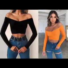 オフショルダー♡ショート丈♡長袖トップス