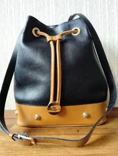 美品　MORABITO　モラビト　巾着型　ショルダーバッグ　レザー　ブラック