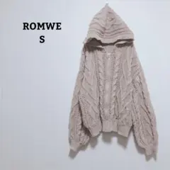 ロムウェ　パーカー　ニット　透かし編み　フルジップ　フード　羽織　ゆったり　S
