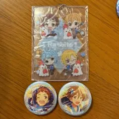 あんスタ 缶バッジ2点（真白友也、天満光）/ローソン限定グッズ1点（ラビッツ）