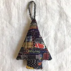 刺し子ツリー型オーナメント(Dreams) 古布リメイク