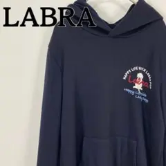 LABRA pop 紺　犬　フード パーカー　トップス　長袖　トレーナー　M