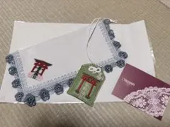 近沢レース店　厳島神社モチーフハンカチとお守り　グレー　完売品のサムネイル
