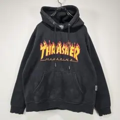 THRASHER　フーディ　パーカー　M　フレイム パターン　y2k　古着コーデ