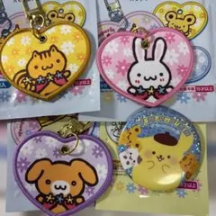 ポムポムプリン タグキーホルダー ベーグル パウダー タルト ホログラム缶バッジ