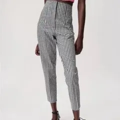 zara ギンガムチェック ハイウエスト パンツ