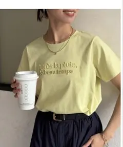 Tシャツ　エンボスロゴT 刺繍 半袖 Tシャツ イエロー フリーのサムネイル